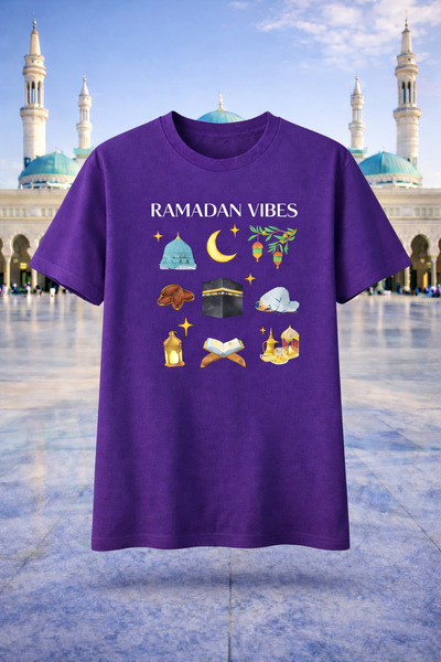 genosha تي شيرت مطبوع عليه رمضان فيديس بيرام، مقاس كبير، 100% قطن، مريح وناعم...