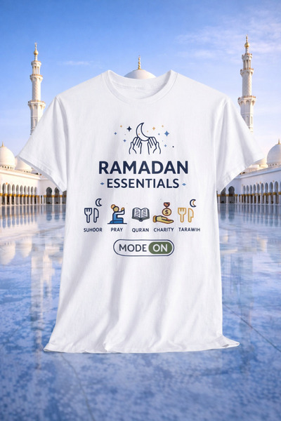 genosha تي شيرت مطبوع عليه رمضان إسينشيالز بويير، مقاس كبير، 100% قطن، مريح و...