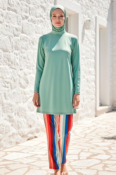 Marina Green Patterned Full Covered Hijab Swimsuit 3 Piece Lycra Swimsuit Set...