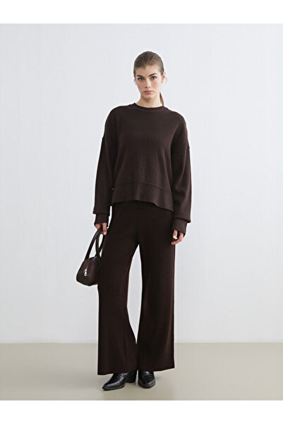 LC Waikiki Rmz Gi̇yi̇m Farkiyla Women's Wide Leg Knitwear Pants with Waist Cord