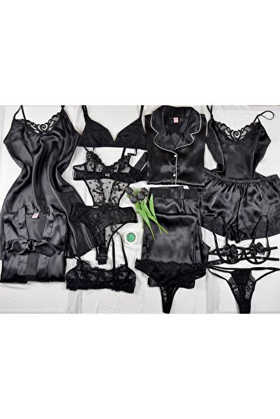 ROZENİN LINGERIE 13 Piece Giant Satin Boxed Nightgown, Dressing Gown, Lingeri...