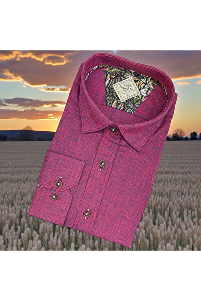 EREN STYLE Linen Long Sleeve Cotton Collared Shirt with Hidden Buttons (Slim ...