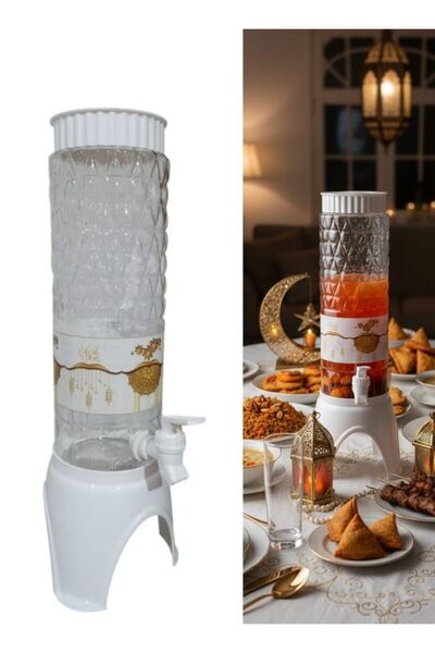 Premium Textured Clear Water Dispenser with Tap Iftar Jar