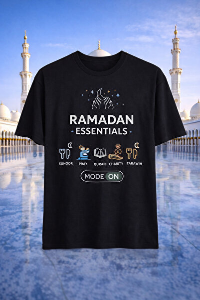 genosha تي شيرت مطبوع عليه رمضان إسينشيالز بويير، مقاس كبير، 100% قطن، مريح و...