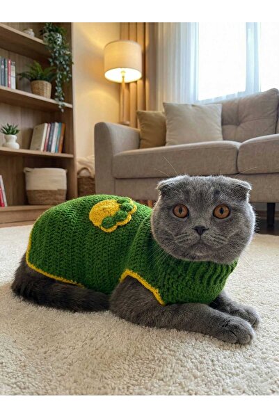 birfilizgibi Patili Yeşil Kedi Giysisi/Kıyafeti/Kazağı