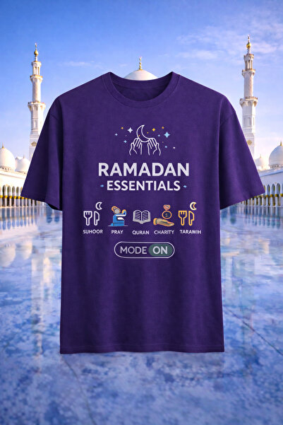 genosha تي شيرت مطبوع عليه رمضان إسينشيالز بويير، مقاس كبير، 100% قطن، مريح و...