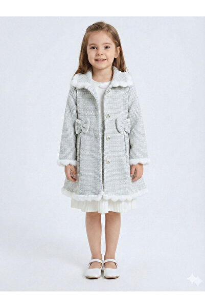 XO Kids Set rochie și palton din 2 piese pentru fete, cu panglică și țesătură...