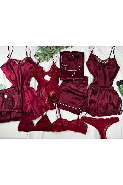 ROZENİN LINGERIE 13 Parça Dev Saten Kutulu Gecelik Sabahlık İç Çamaşırı İç Gi...