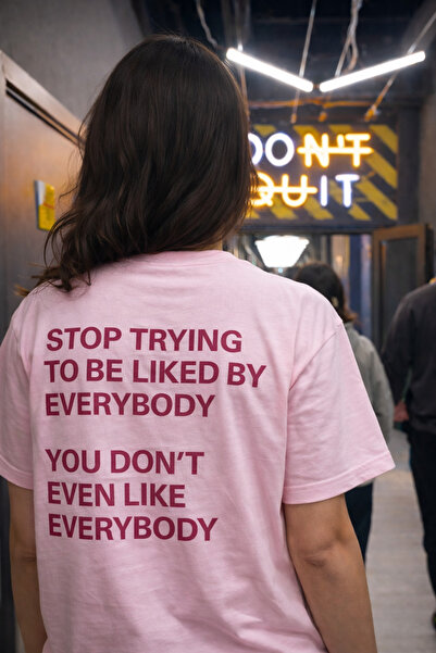 genosha Stop Trying to Be Liked Printed T-Shirt Tshirt Oversize 100% Cotton C...