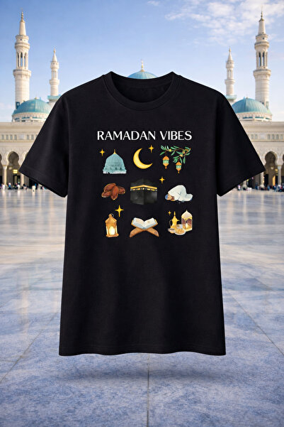 genosha تي شيرت مطبوع عليه رمضان فيديس بيرام، مقاس كبير، 100% قطن، مريح وناعم...