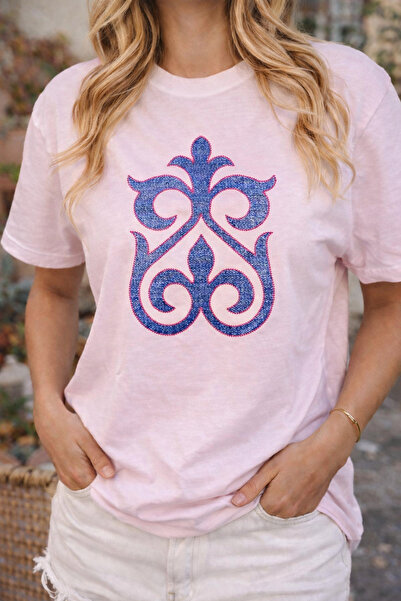 genosha Kazakh Ornament Printed T-Shirt Oversize 100% Cotton Comfortable Casu...