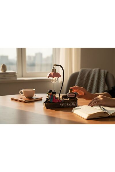 biblo home Dekoratif Işıklı Lambalı Masa Üstü Süs Eşyası Sevgili Çift Biblo S...