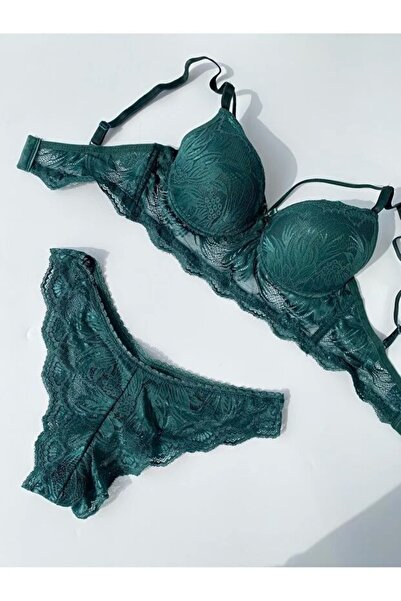 Kadın Tek Ipli Destekli Dantel Şık Esnek Detaylı Sütyen Külot Bralet Set Iç Çamaşır Takımı