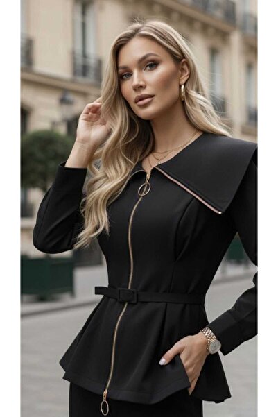 ANBLYs COLLECTION Belden Belted Long Sleeved Oversize Double Breasted Look De...