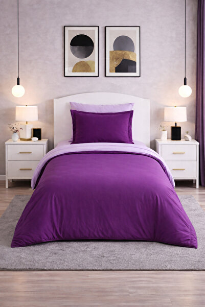 Zarif Home Duvet Cover Set Ranforce Single - Reversible (3-Piece) - Purple - ...