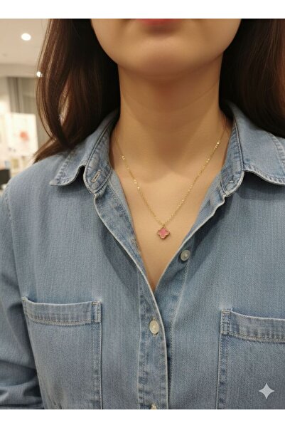 Sâden Collection Pembe Yonca Model Kolye