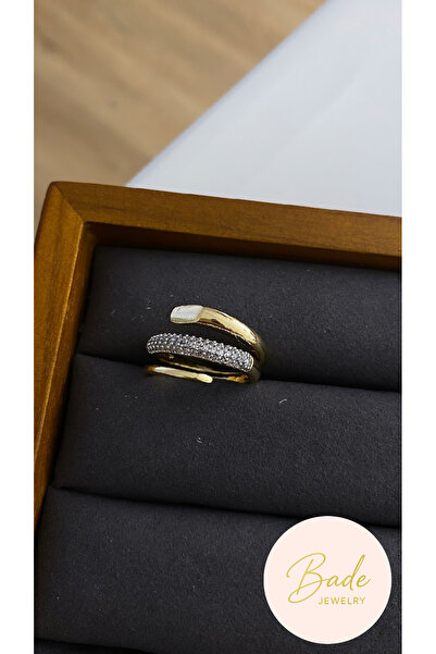 Bade Jewelry Vip Gold Ayarlanabilir Sarmal Model Taşlı Kararmaz Çelik Yüzük