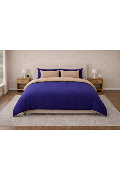 Zarif Home Set de lenjerie de pat King Size - Reversibil (4 piese) - Albastru...