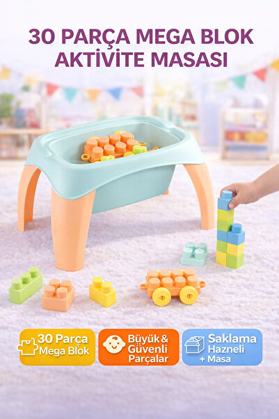 YILDIRIM OYUNCAK 30 Piece Mega Block Activity Table |   18 Months+ Motor Skil...