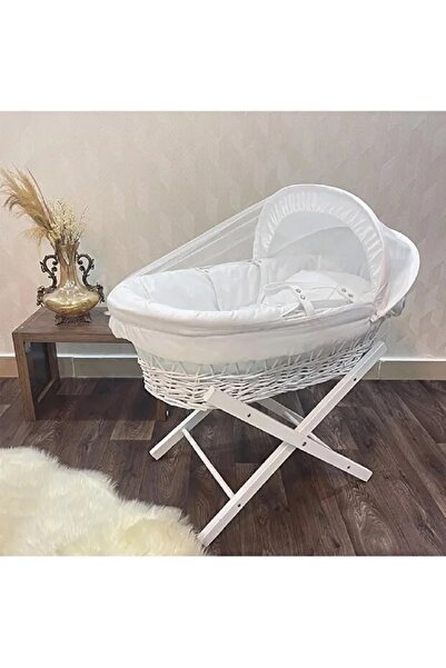 Fun Moment مهد مواليد (سلة موسى) لون ابيض + قاعدة