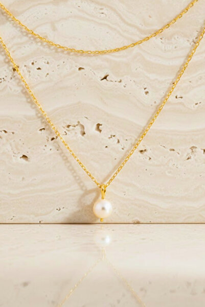 SEZNİ JEWELRY Minimal Tasarım 925 Ayar Gümüş Minik Tatlı Su İncisi Kolye