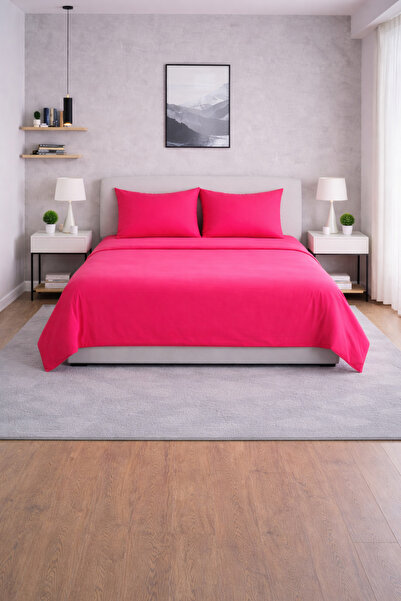 Zarif Home Duvet Cover Set King Size - Reversible (4 Pieces) - Fuchsia - Red