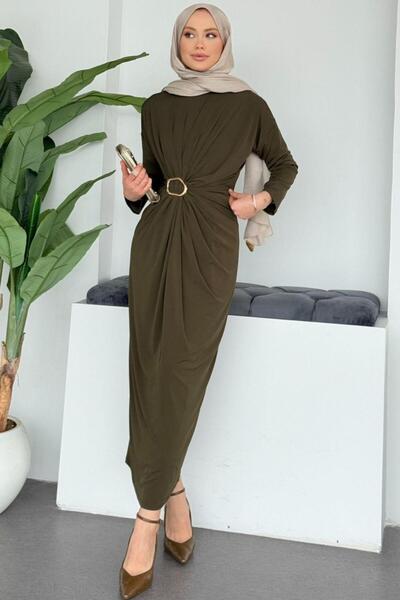 Şulemoda Giyim Riva Buckle Sandy Dress Khaki