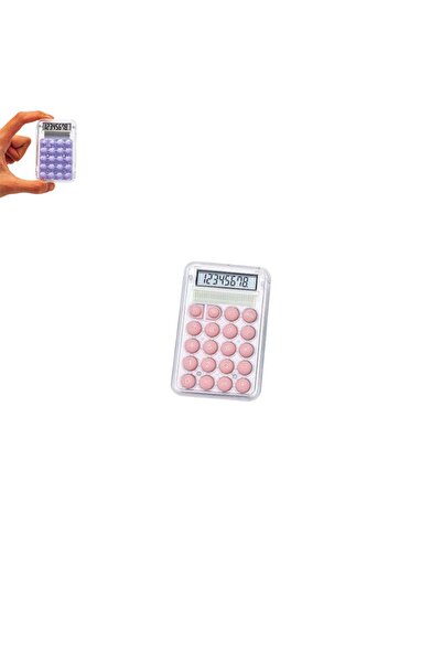 Paras Ticaret Mini, Pembe Renk Silikon Tuşlu LCD Ekran 8 Haneli Şeffaf Mini H...