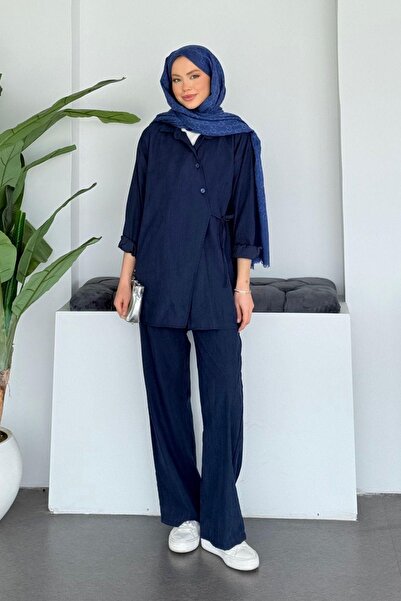 Hazamoda Zeus Side Tie Suit Navy Blue