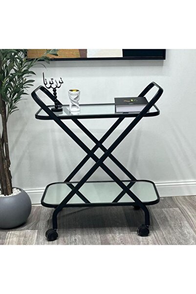 private house Modern serving trolley, stainless steel, premium glass, mobile ...