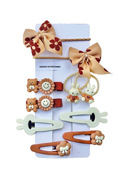 SHEKER HOME Girl's Figured Bow Mixed Hair Clip Set 10 Pieces – Hair Accessory
