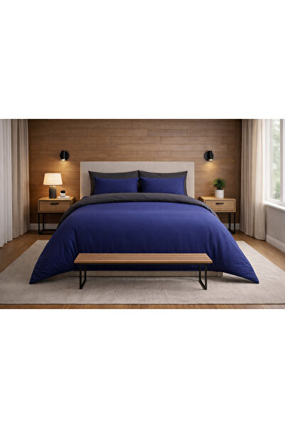 Zarif Home Set de lenjerie de pat King Size - Reversibil (4 piese) - Bleumari...