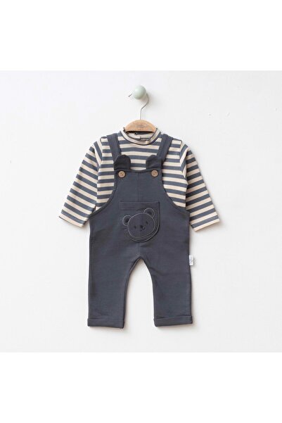 MODA Bebek Çizgili Sweatshirt Salopet 2'li Takım