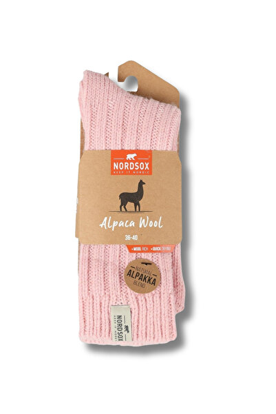 nordsox 1 Pair of Pink Warm Alpaca Wool Women's Socks