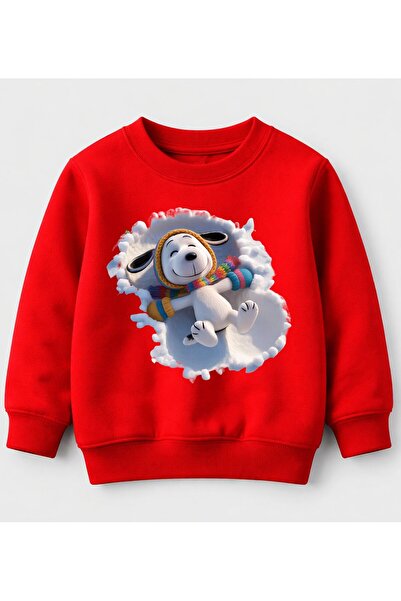 Efendioğlu Design Hanorac alb pentru copii, din bumbac, cu imprimeu câine dră...