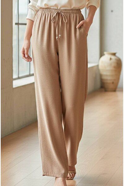 BTN BURUTEKİN 99 YAZ VE BAHARLIK, LASTİKLİ ESNEK CEPSİZ PALAZZO BOL KESİM PAN...