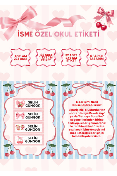 Hazır Etiketler İsme Özel Okul Etiketi