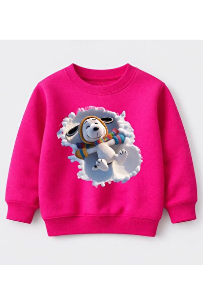 Efendioğlu Design Hanorac alb pentru copii, din bumbac, cu imprimeu câine dră...