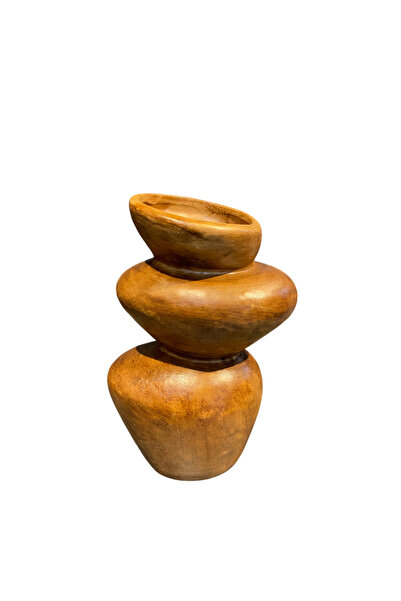 mysecrethome El Yapımı Bohem Seramik Taş Vazo | Kahverengi & Bej Dekoratif Vazo