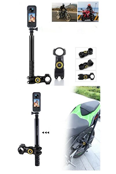Saatistan Motosiklet Gidonuna Uyumlu Görünmez Selfie Çubuğu, Insta360 ve GoPr...
