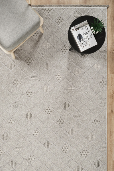 Modda Art Home Bukle Dokulu Bukle Baklava Desenli – İskandinav Dekoratif Halı...