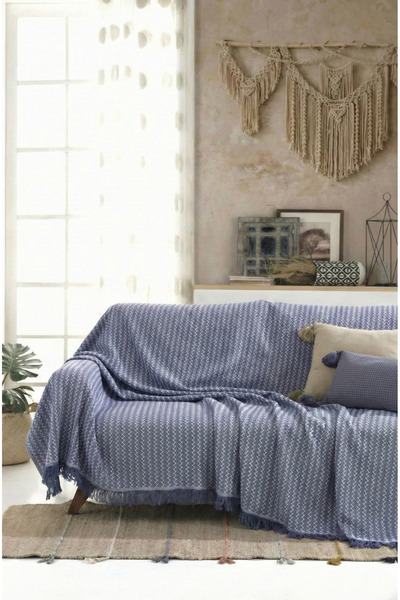 rellhome Cotton Fringed Sofa Cover Multi-Purpose Cover |   Sofa Shawl |   Sof...