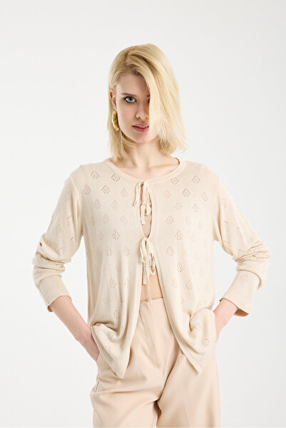 sumoda Women's Viscose Cardigan with Tie Detail