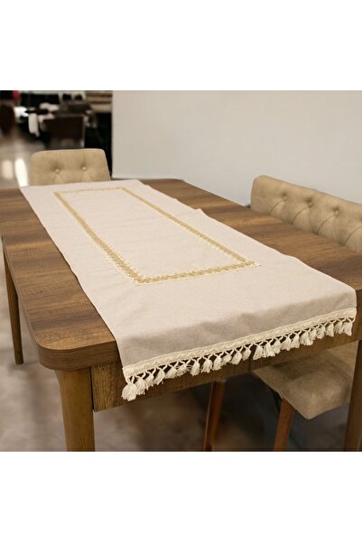 Onerose Home كتان بيج اللون الجوت دانتيل بوم بوم عداء 50 × 150