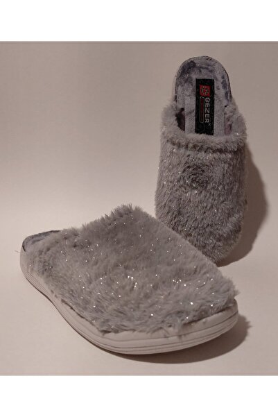 GEZER Plush Gray Glittery Stylish and Comfortable Winter Women's Home and Gue...