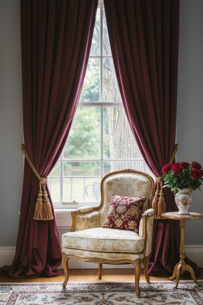 JACA Sağ ve Sol Kanat Kadife Kumaş Fransız Tarzı Fon Perde 2'li Set