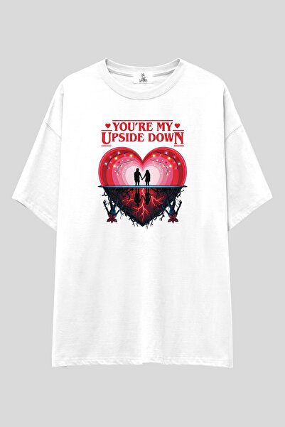UmbraWear Stranger Things Sevgililer Günü Özel Oversize T-shirt | Unisex %100...