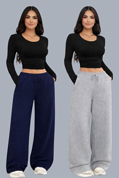 Karatopak Γυναικείο σετ 2 τεμαχίων με φαρδιά μπατζάκια και ψηλόμεσο παντελόνι...