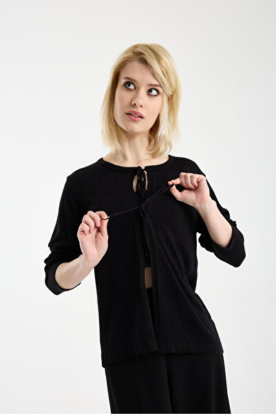 sumoda Women's Viscose Cardigan with Tie Detail