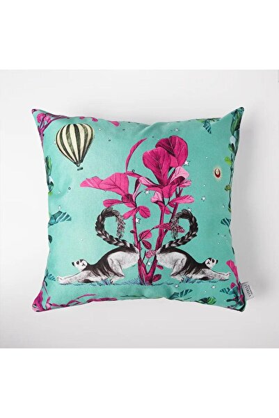 VITELLI DUBAI غطاء وسادة رمي بتصميم راكون أخضر من أرض العجائب